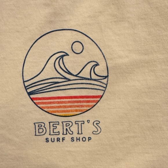 Bert's Surf Shop Yellow Short Sleeve Tee Beach Surfer - Picture 3 of 6